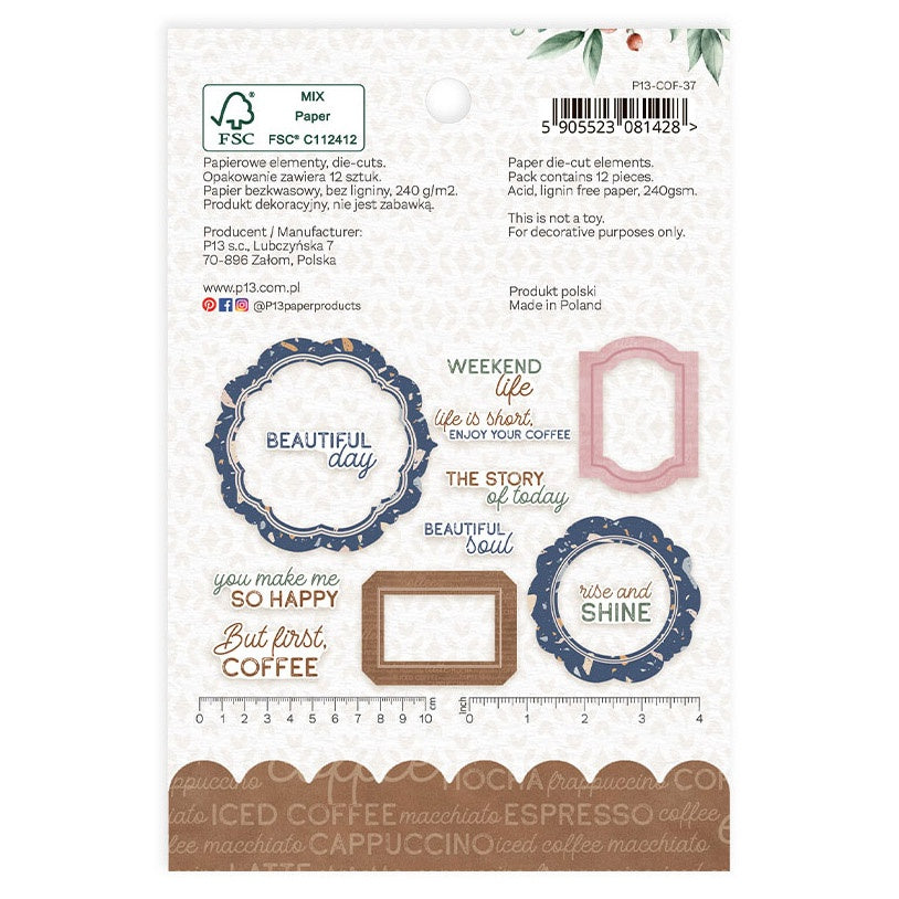 P13 Coffee Break FRAMES & WORDS Ephemera 12pc