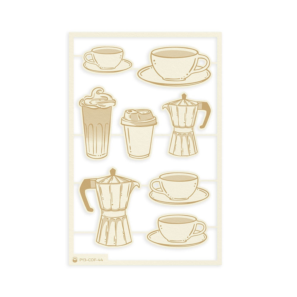 P13 Coffee Break CUPS & POTS Light Chipboard Embellishments Set44