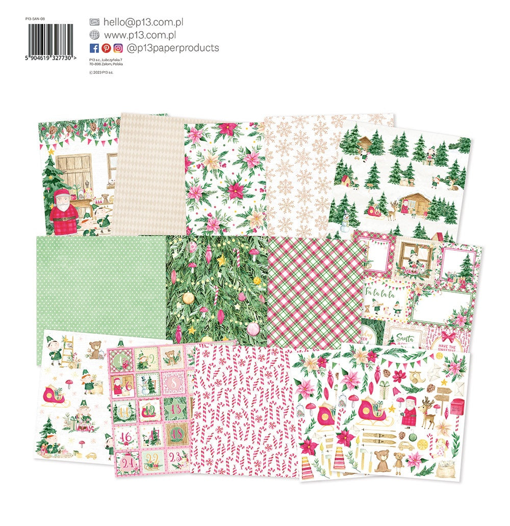 P13 SANTAS WORKSHOP 12"X12" Designer Paper Pack 14pc