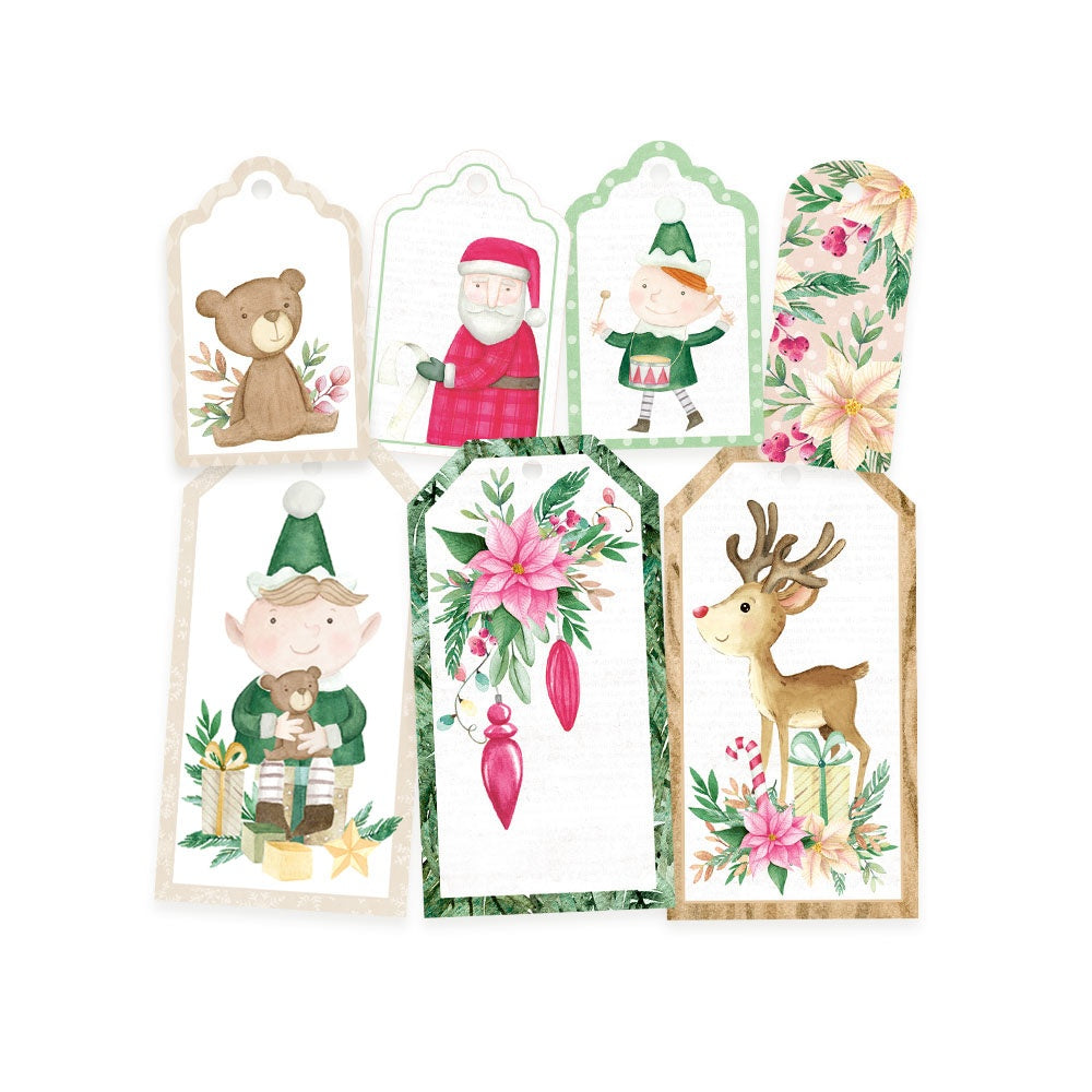 P13 SANTA’S WORKSHOP Decorative Tags Christmas 7pc
