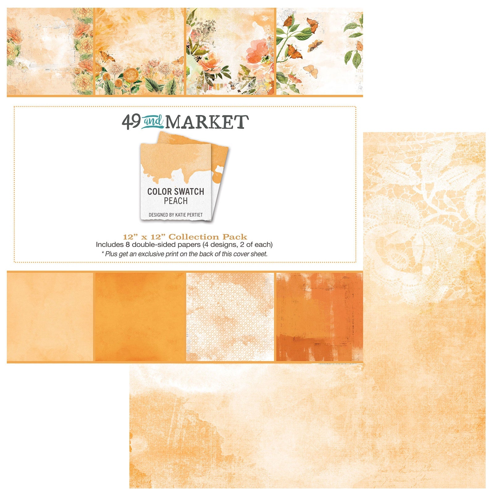 49 and Market Color Swatch PEACH 12x12 SCRAPBOOK COLLECTION Paper Pack