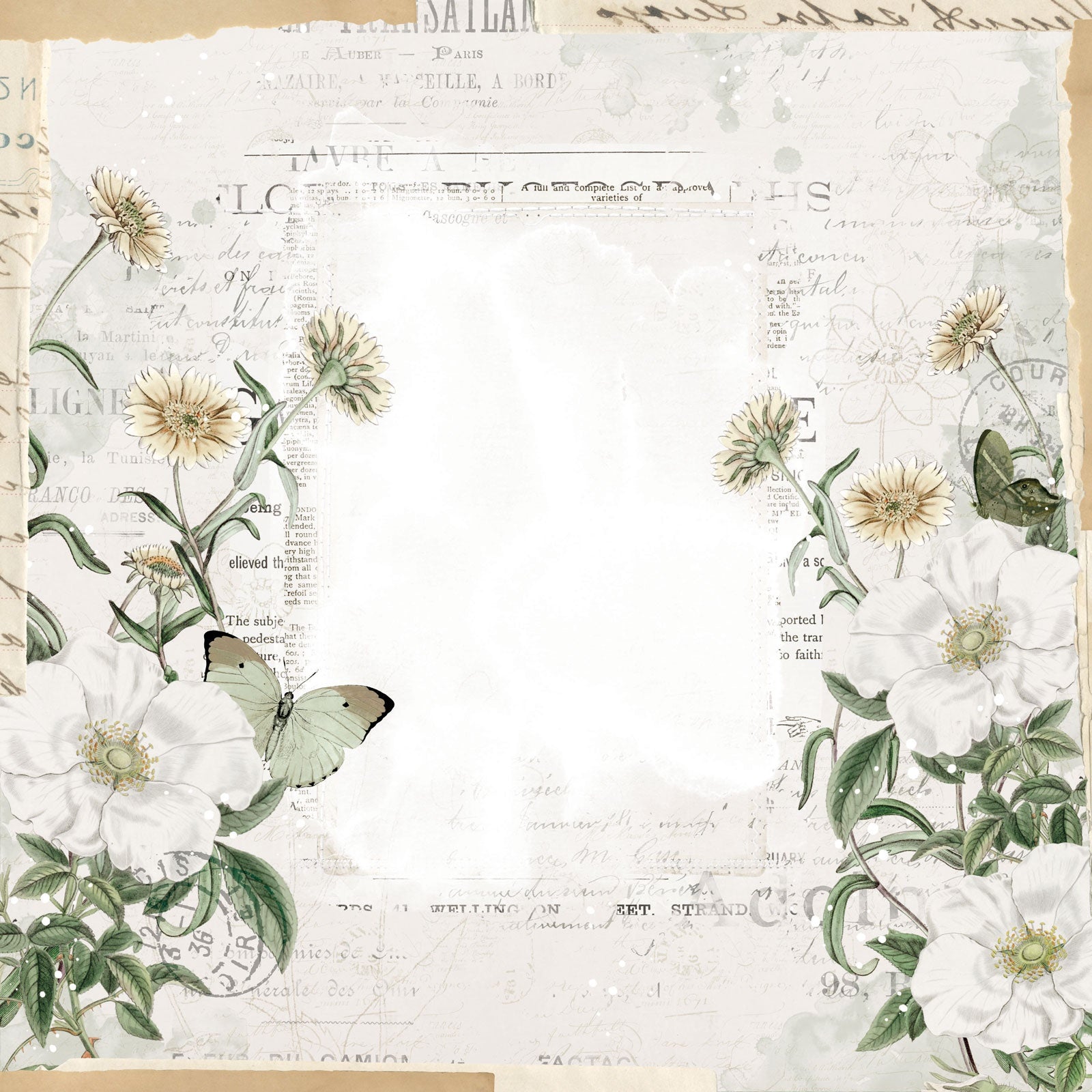 49 and Market Vintage Artistry Moonlit Garden CALMING 12"X12" Scrapbook Paper