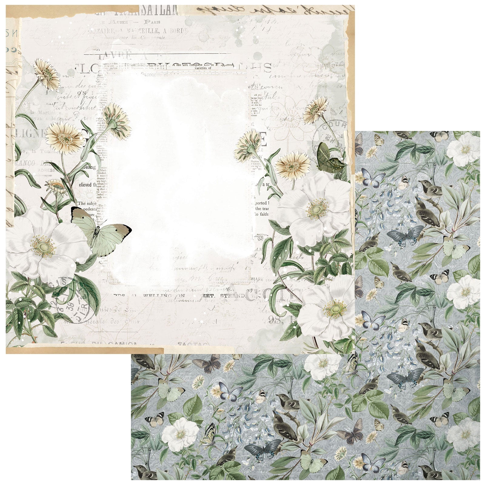 49 and Market Vintage Artistry Moonlit Garden CALMING 12"X12" Scrapbook Paper