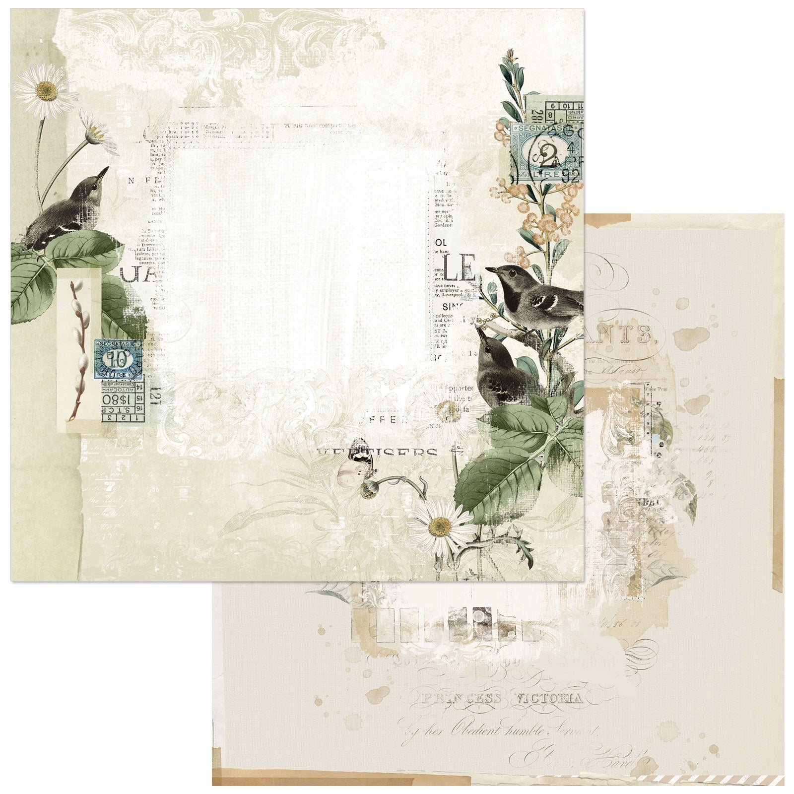 49 and Market Vintage Artistry Moonlit Garden THOUGHTFUL 12"X12" Scrapbook Paper