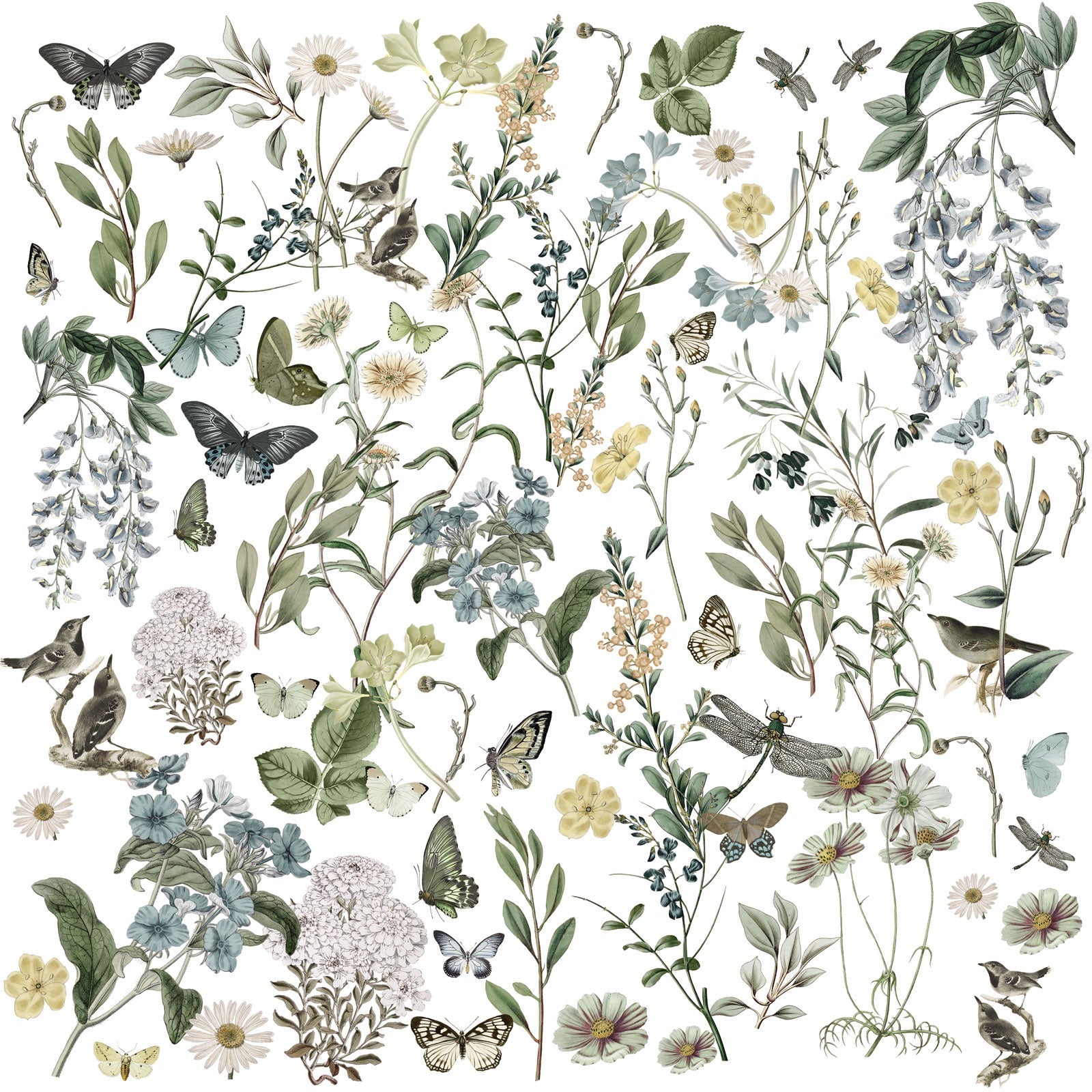 49 and Market Vintage Artistry Moonlit Garden WILDFLOWER LASER CUTS 77pc