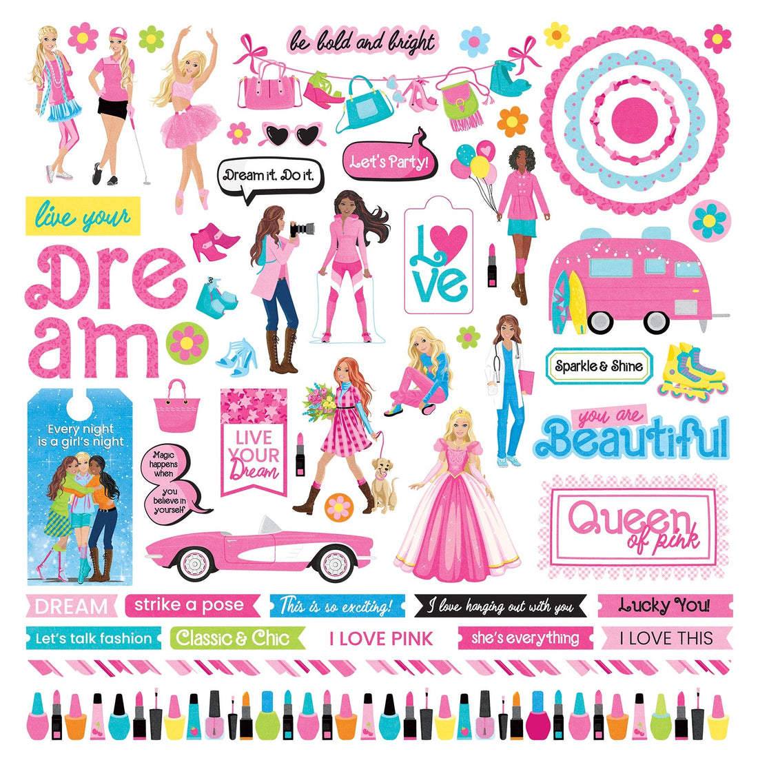 Photoplay FASHION DREAMS Barbie 12X12 Element Sticker