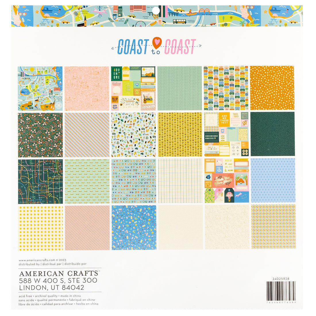AC COAST TO COAST 12"X12" PAPER PAD Scrapbook 24 Sheets