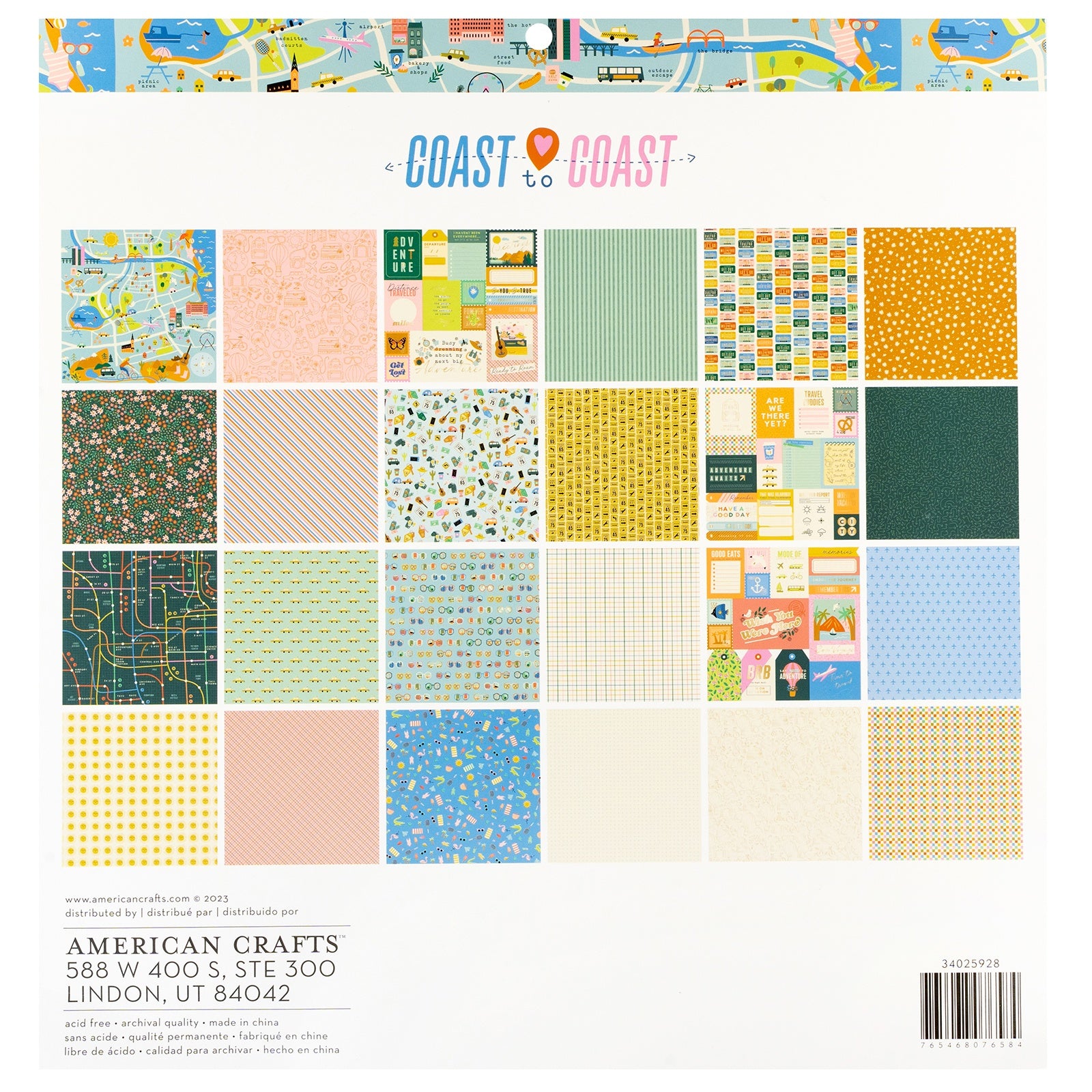 AC COAST TO COAST 12"X12" PAPER PAD Scrapbook 24 Sheets