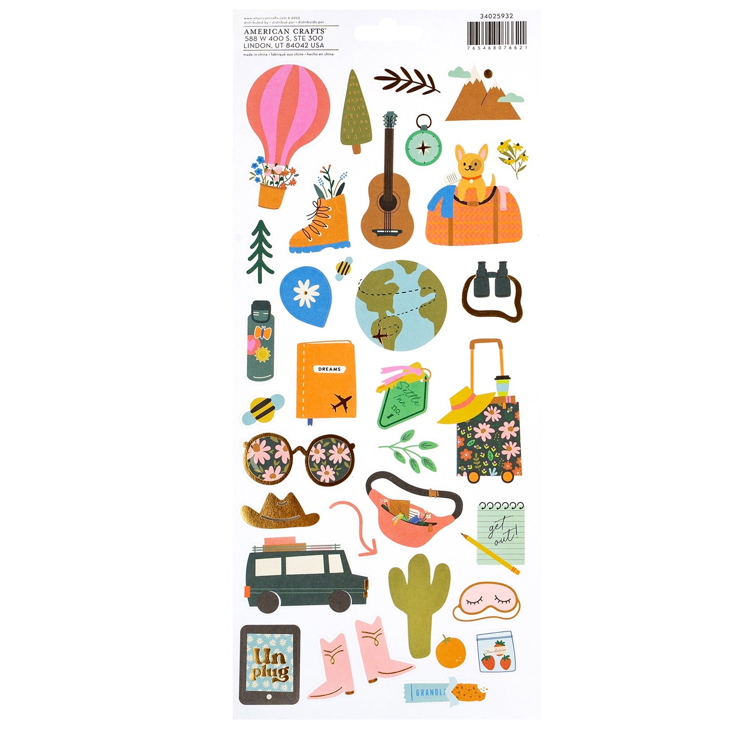 American Crafts COAST TO COAST Stickers 70pc