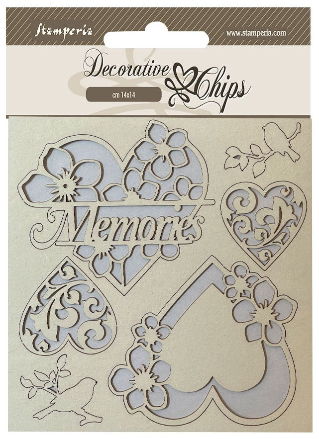 Stamperia Decorative Chips BLUE LAND MEMORIES Chipboard 6pc