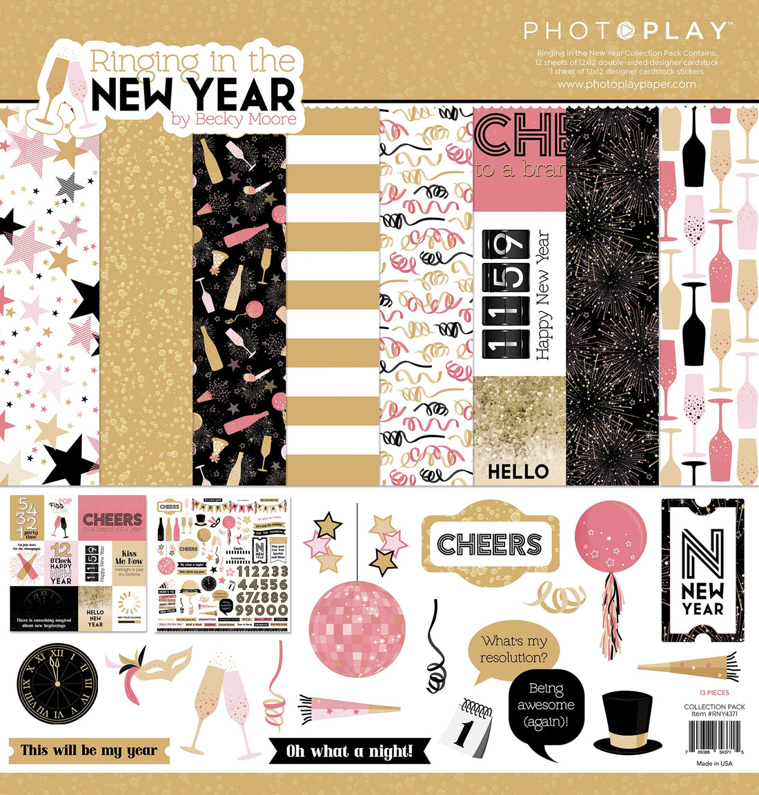 Photoplay RINGING IN THE NEW YEAR 12X12 Scrapbook Collection Pack