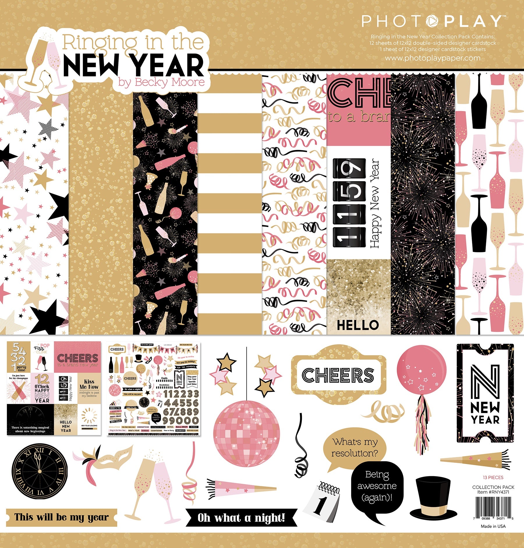 Photoplay RINGING IN THE NEW YEAR 12X12 Scrapbook Collection Pack