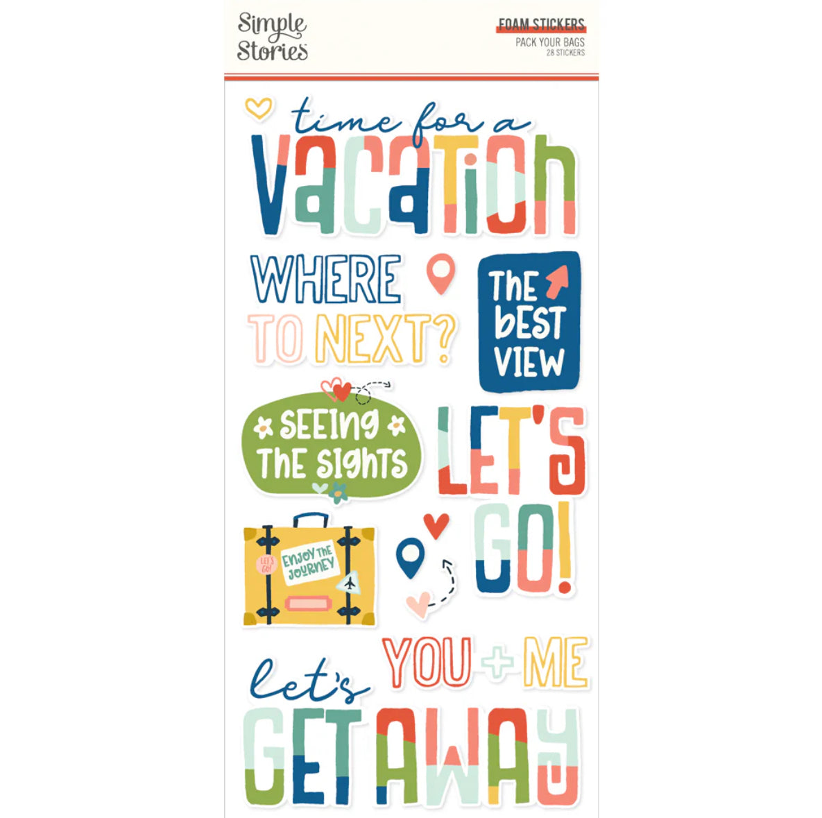 Simple Stories PACK YOUR BAGS Foam Stickers 28pc