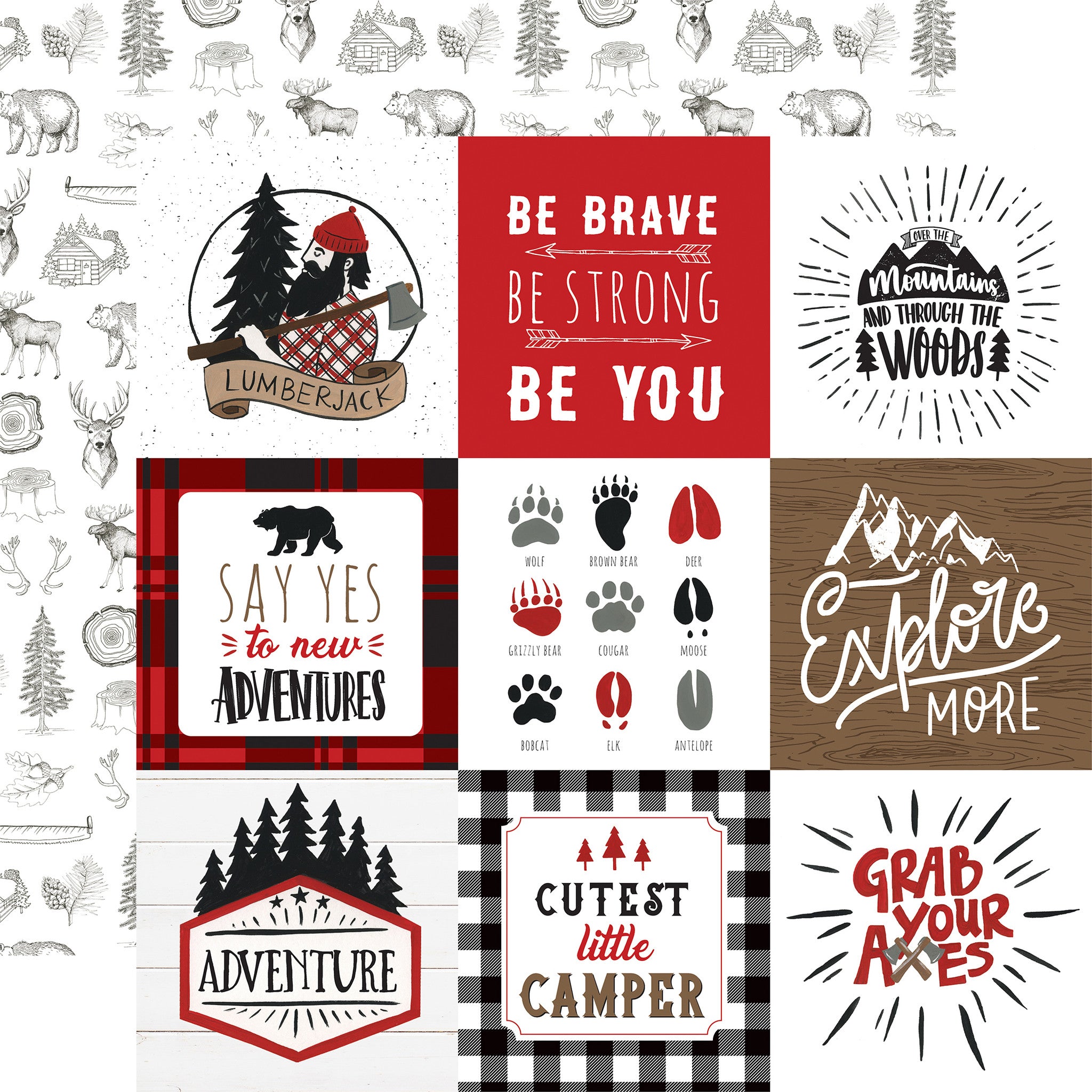Echo Park LET’S LUMBERJACK Collection 12"X12" Scrapbook Paper