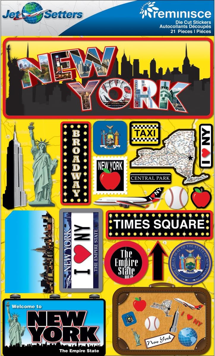 Reminisce Jet Setters NEW YORK DieCut Stickers 21pc