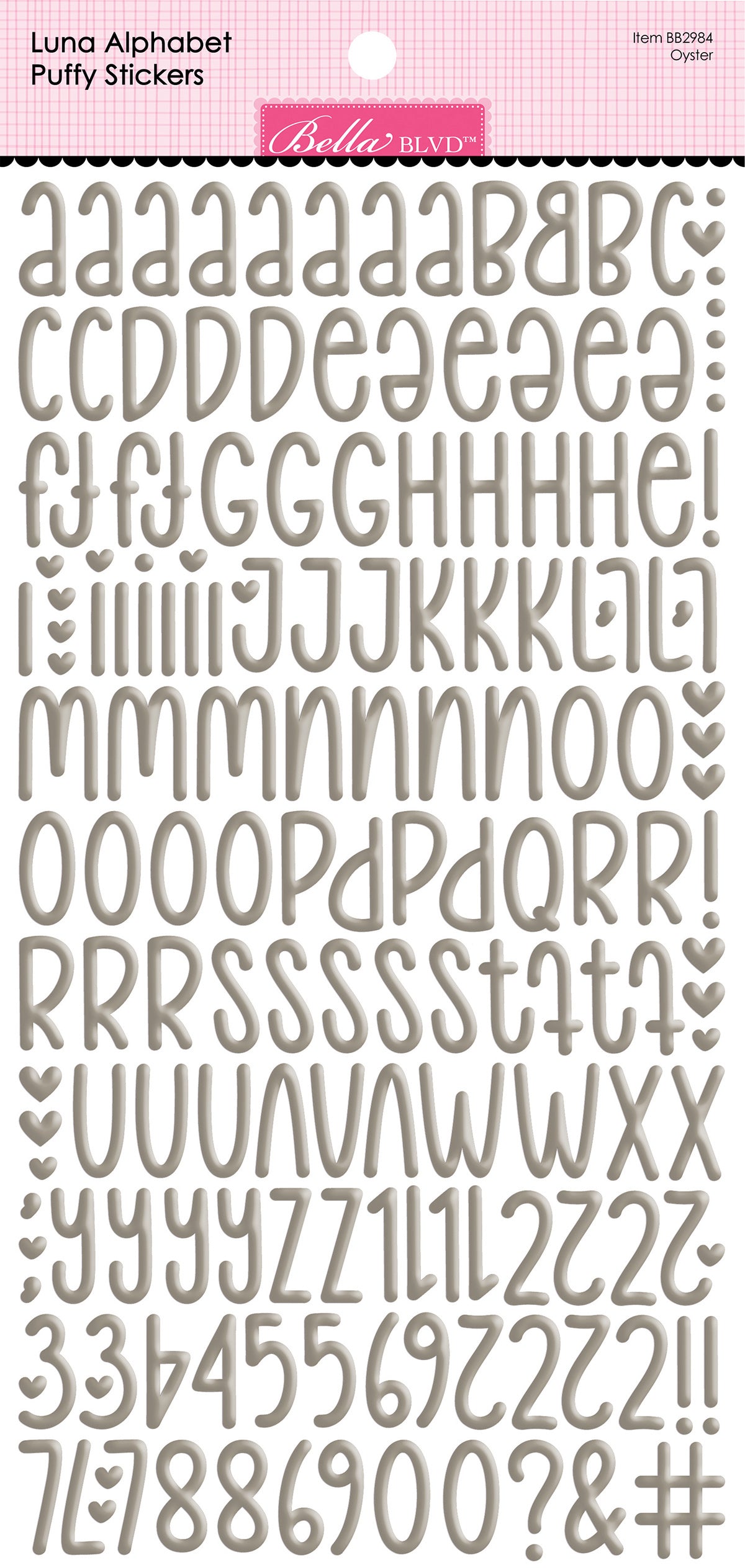 Bella Blvd LUNA ALPHABET Puffy Stickers Letters Numbers