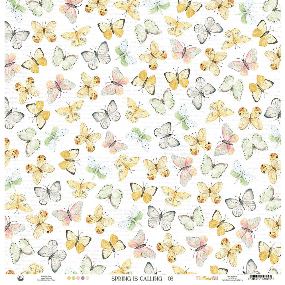 P13 SPRING IS CALLING 05 12"X12" Butterfly Scrapbook Paper