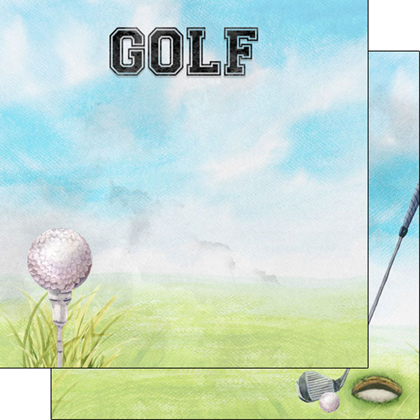 Scrapbook Customs GOLF WATERCOLOR 12”X12” Scrapbook Paper
