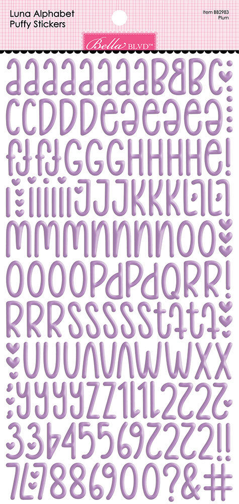 Bella Blvd LUNA ALPHABET Puffy Stickers Letters Numbers