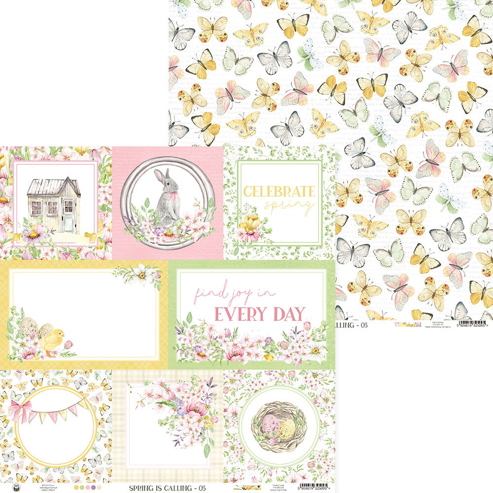 P13 SPRING IS CALLING 05 12"X12" Butterfly Scrapbook Paper