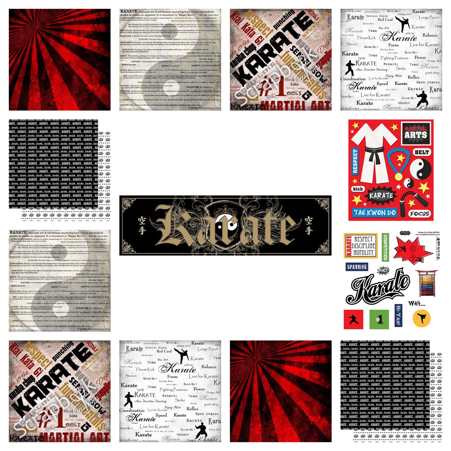Scrapbook Customs KARATE 12"X12" Scrapbook Kit 13pc