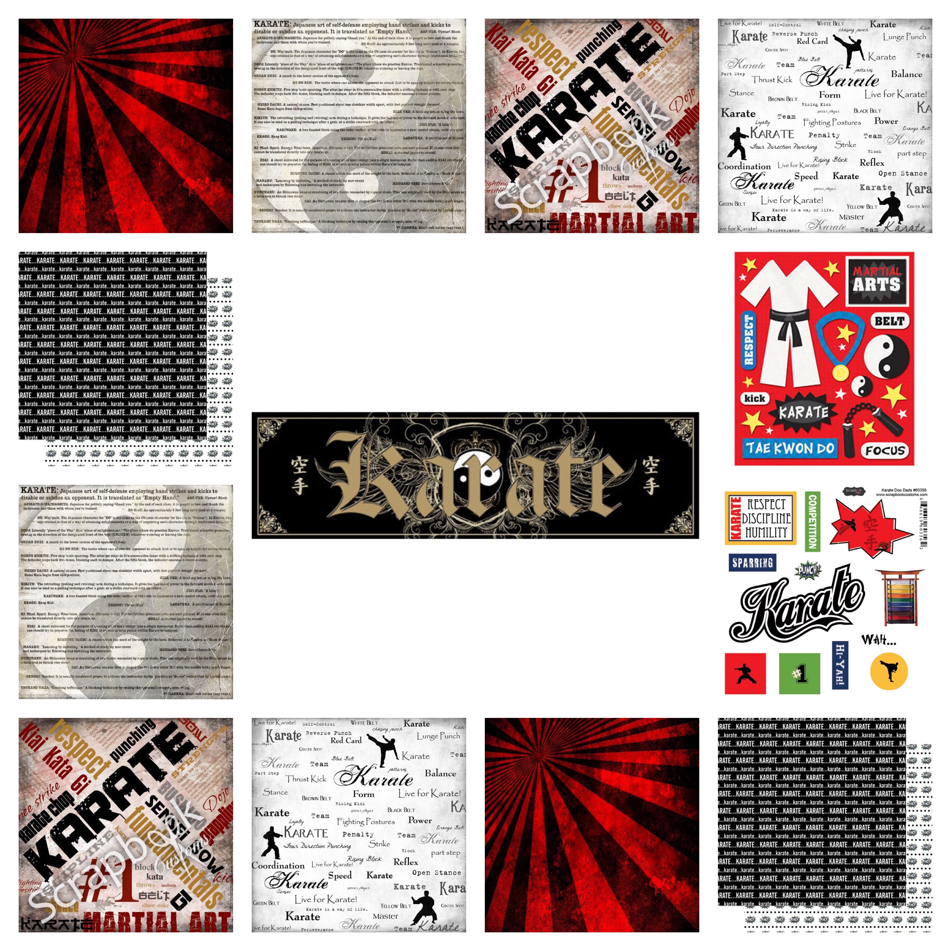 Scrapbook Customs KARATE 12"X12" Scrapbook Kit 13pc