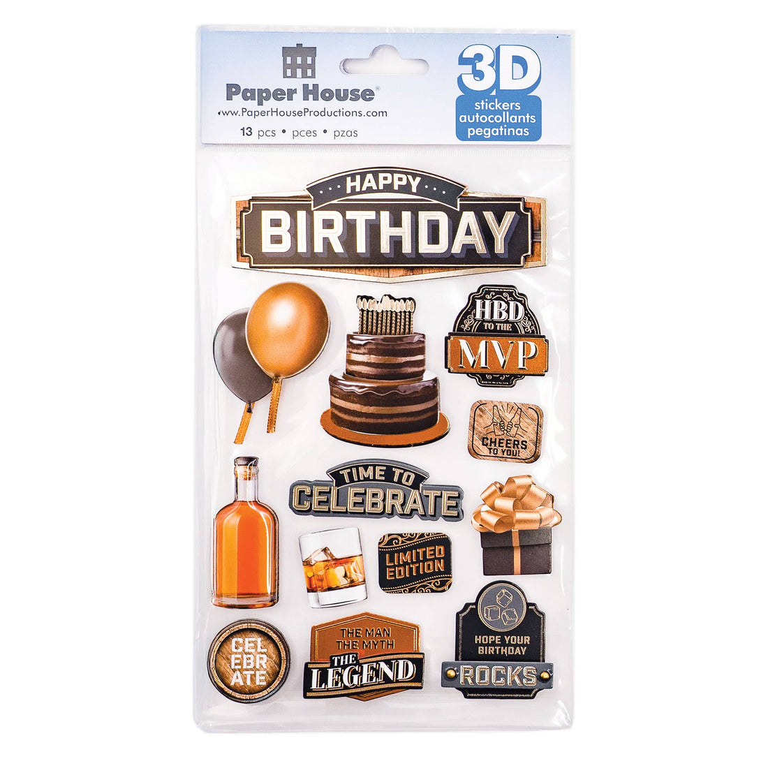 Paper House HAPPY BIRTHDAY 3D Stickers 13pc