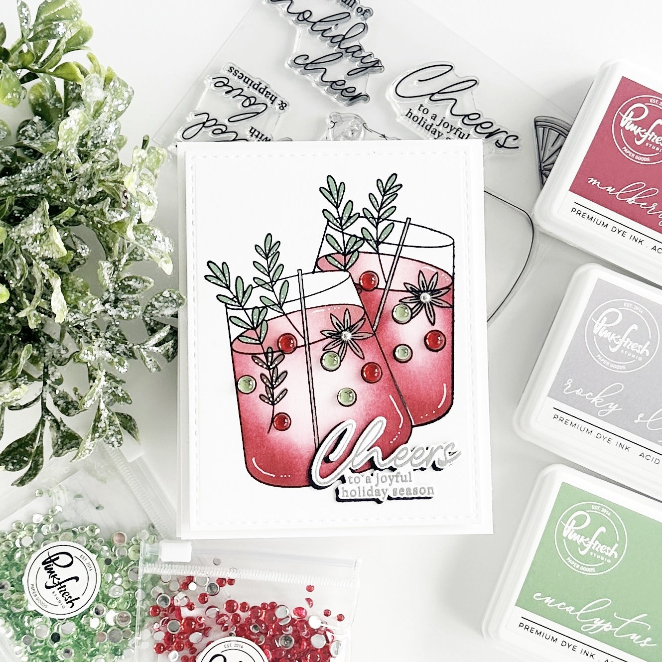 Pinkfresh Studio HOLIDAY SPIRIT Stamp & Die Set 10pc