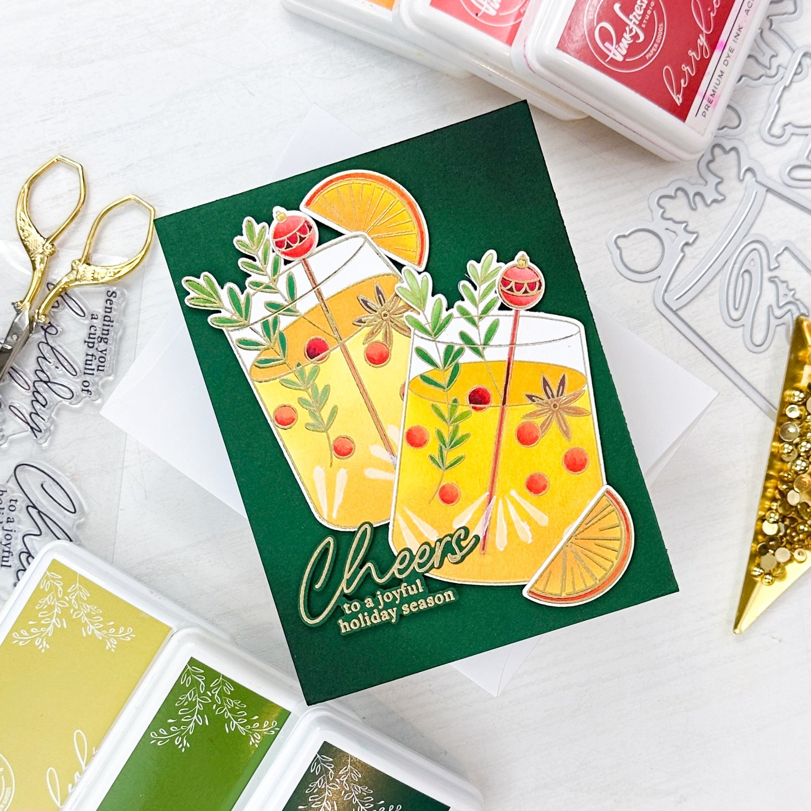 Pinkfresh Studio HOLIDAY SPIRIT Stamp & Die Set 10pc