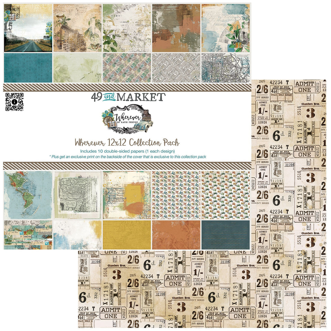 49 and Market WHEREVER 12”X12” Scrapbook Collection Pack 10pc