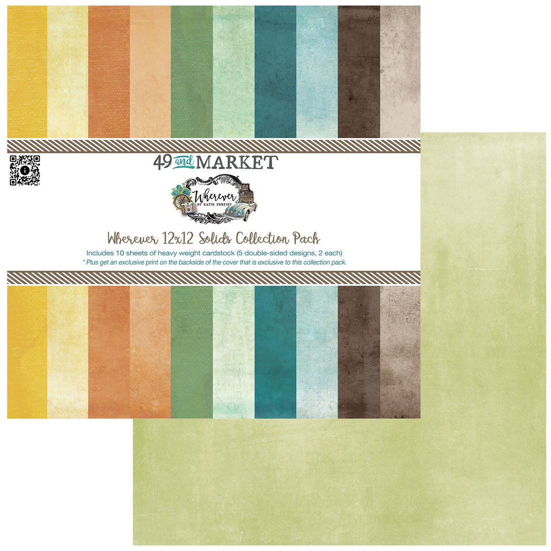 49 and Market WHEREVER 12”X12” SOLIDS Scrapbook Collection Pack