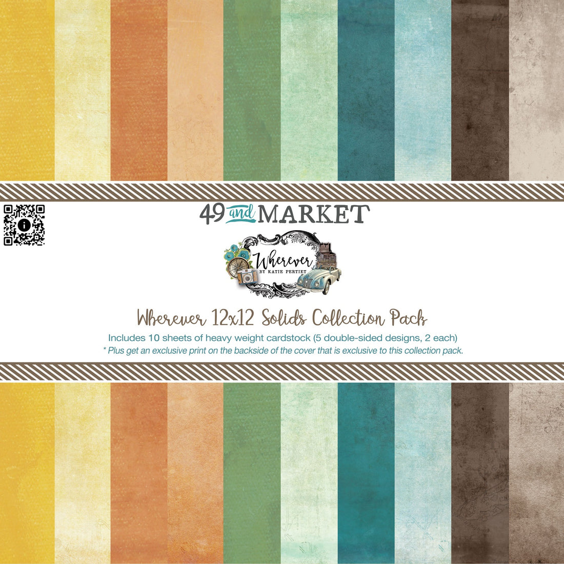 49 and Market WHEREVER 12”X12” SOLIDS Scrapbook Collection Pack