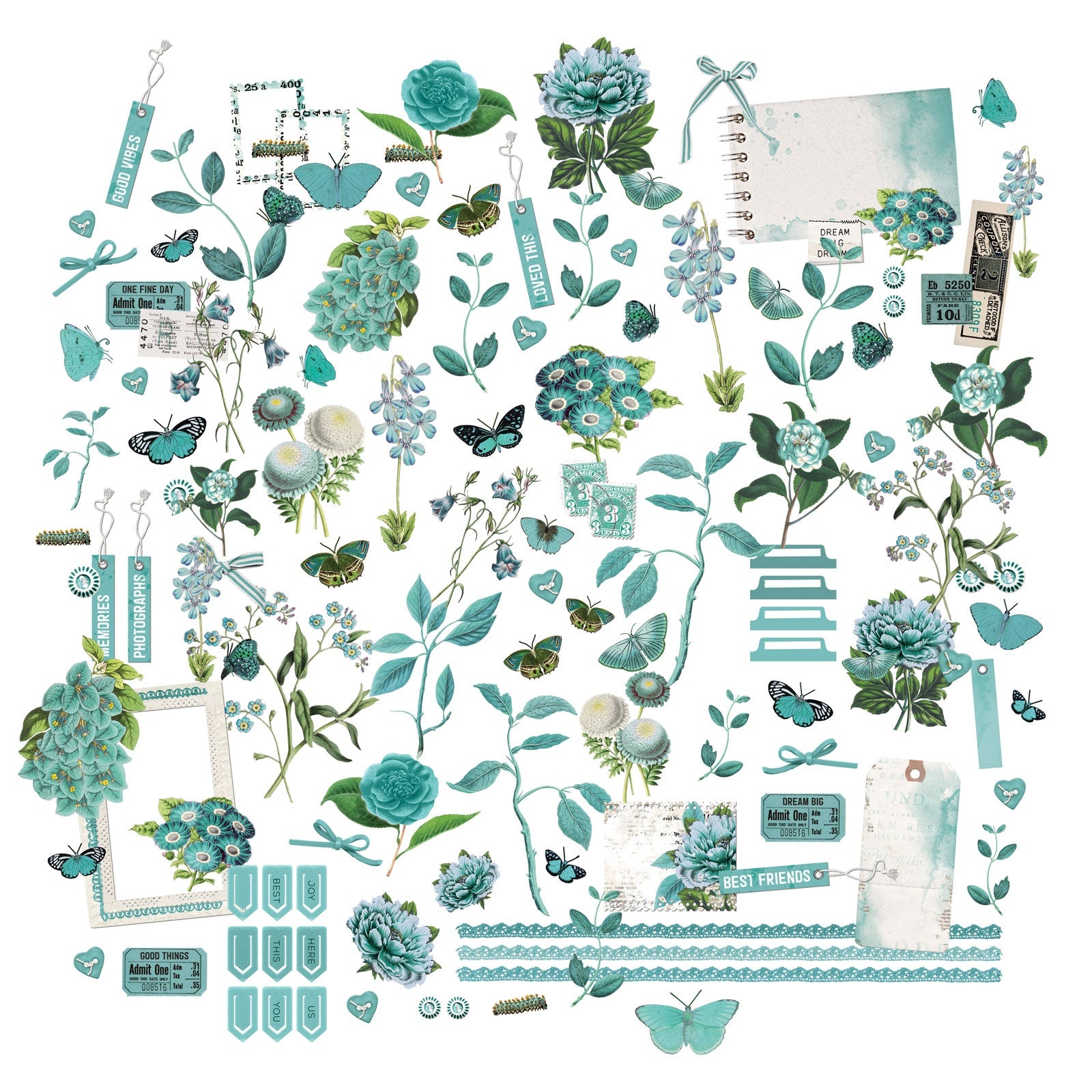 49 and Market Color Swatch TEAL MINI LASER CUT ELEMENTS 126pc