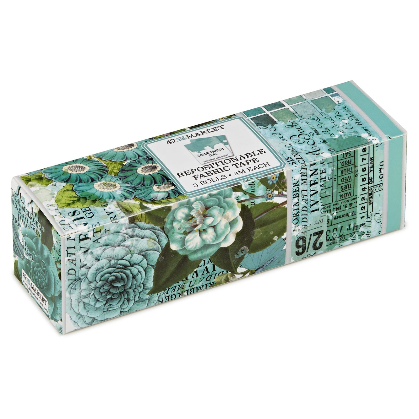 49 and Market Color Swatch TEAL FABRIC TAPE 3 Rolls Repositionable