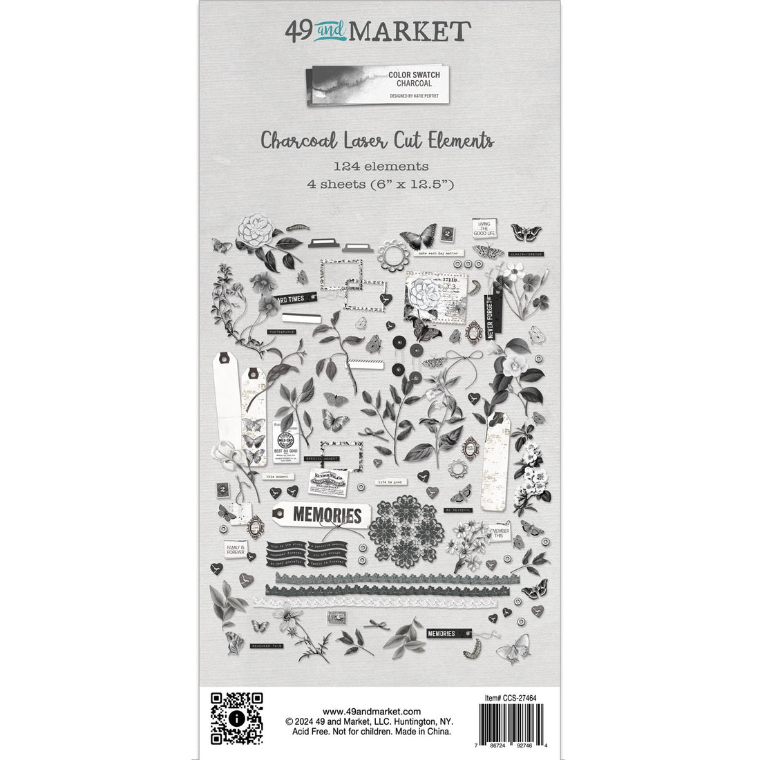 49 and Market Color Swatch CHARCOAL LASER CUT ELEMENTS 124pc