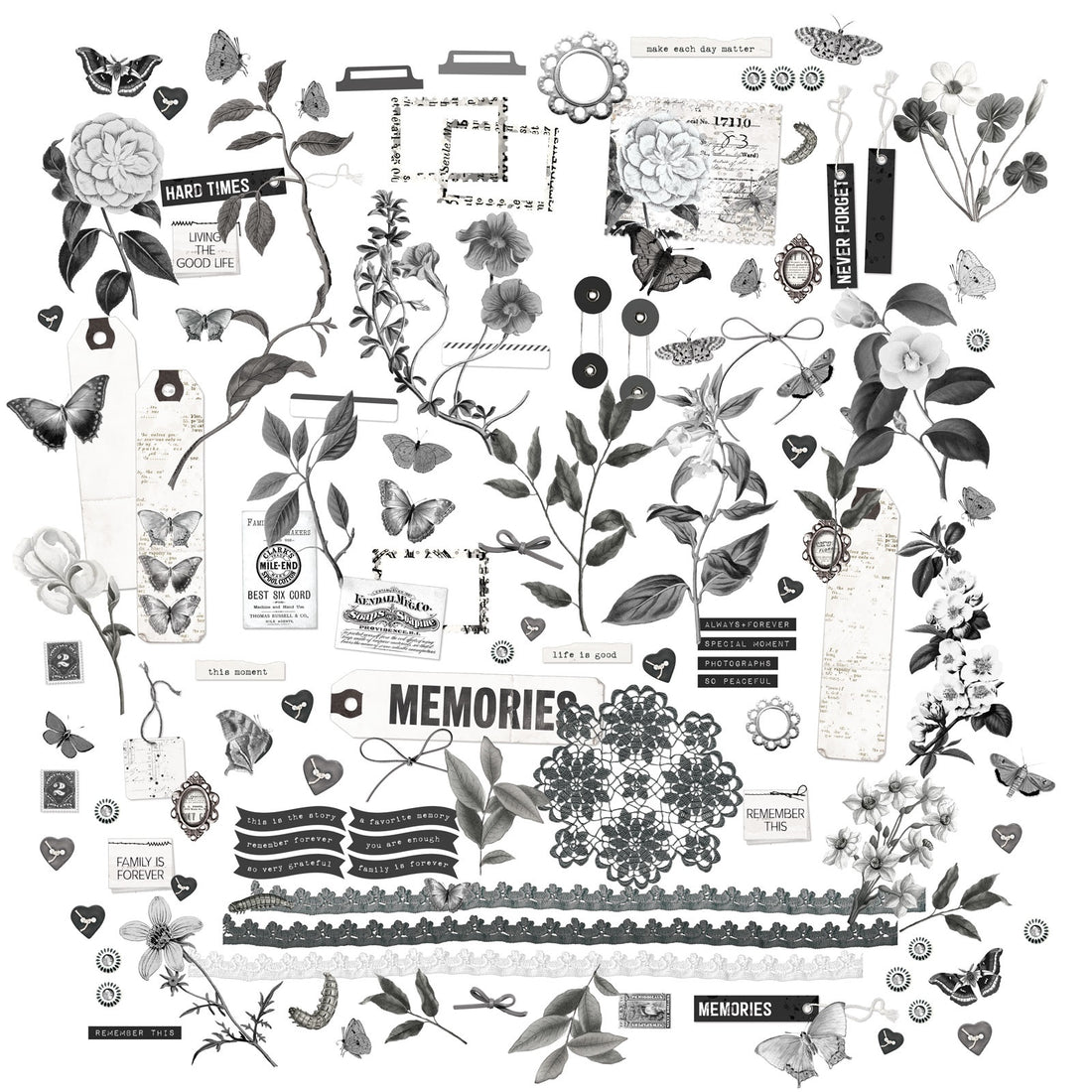 49 and Market Color Swatch CHARCOAL LASER CUT ELEMENTS 124pc