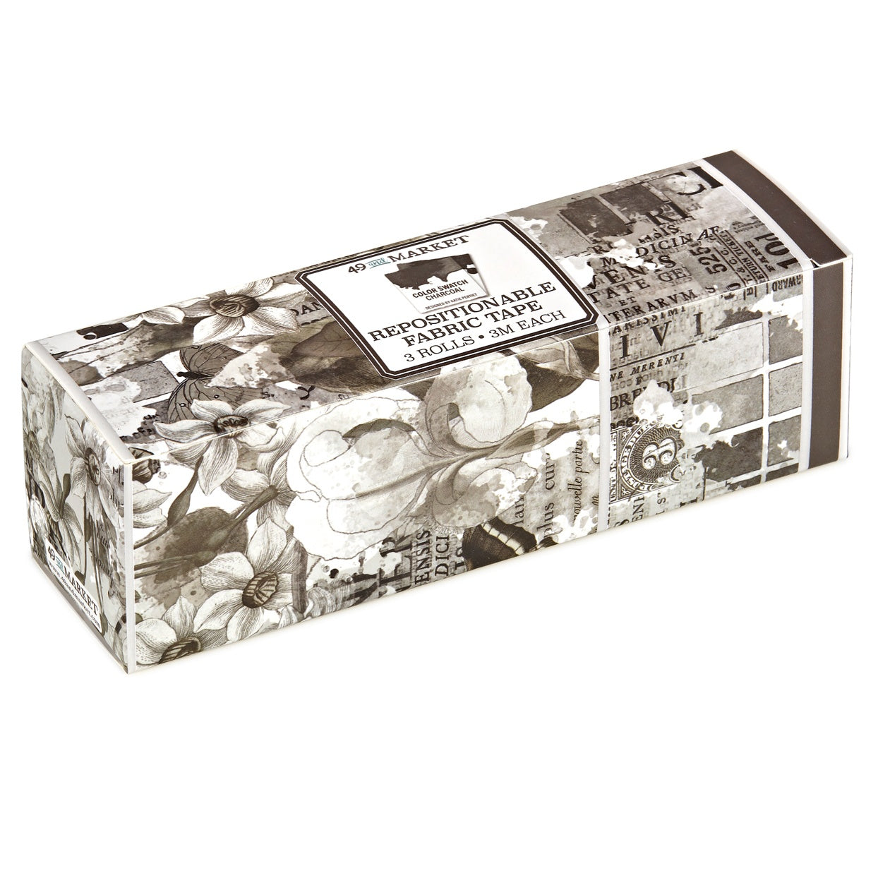 49 and Market Color Swatch CHARCOAL FABRIC TAPE 3 Rolls Repositionable