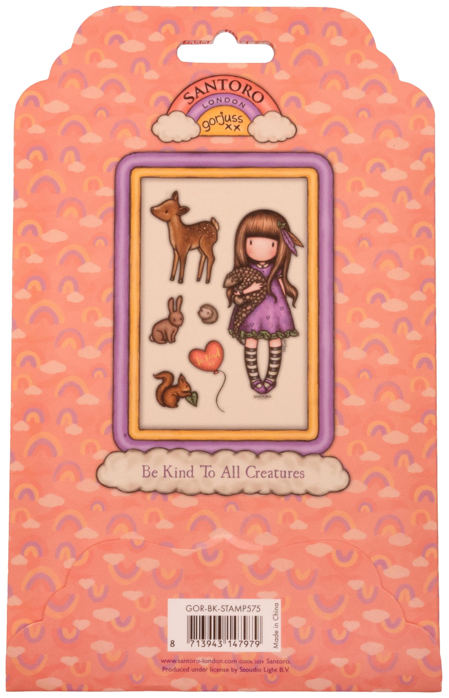 Santoro Gorjuss BE KIND TO ALL CREATURES Cling Rubber Stamp 6pc