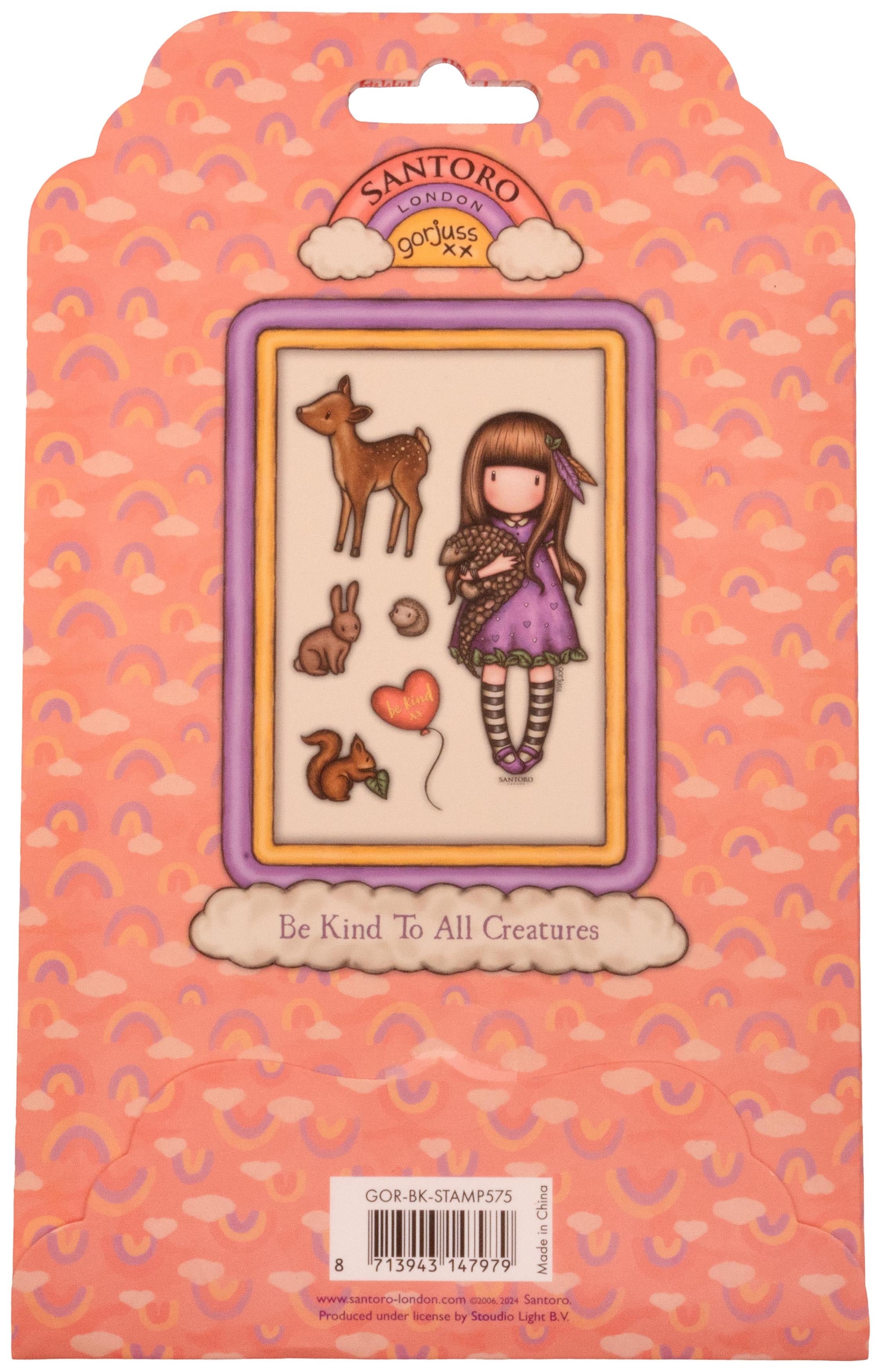 Santoro Gorjuss BE KIND TO ALL CREATURES Cling Rubber Stamp 6pc