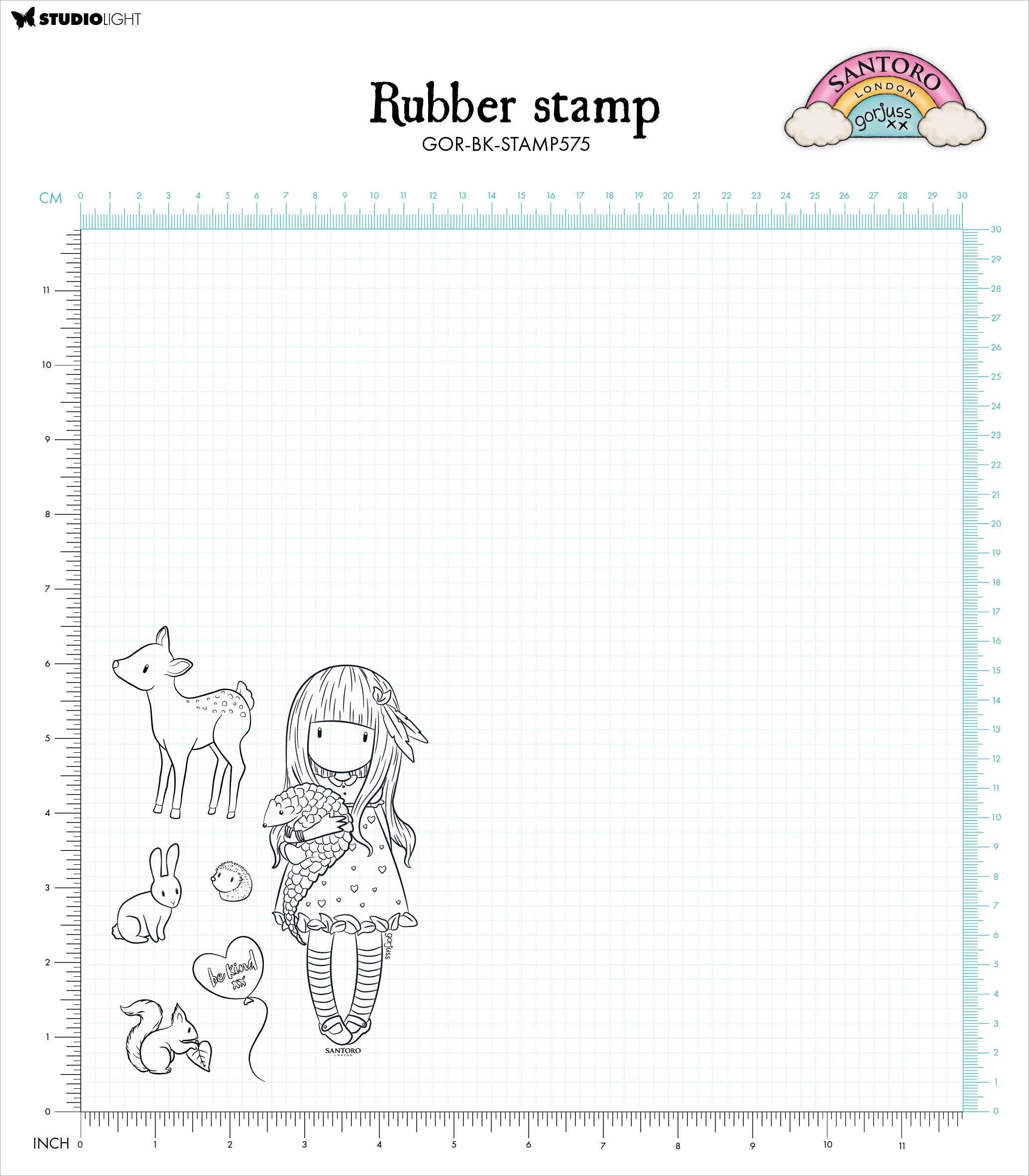 Santoro Gorjuss BE KIND TO ALL CREATURES Cling Rubber Stamp 6pc
