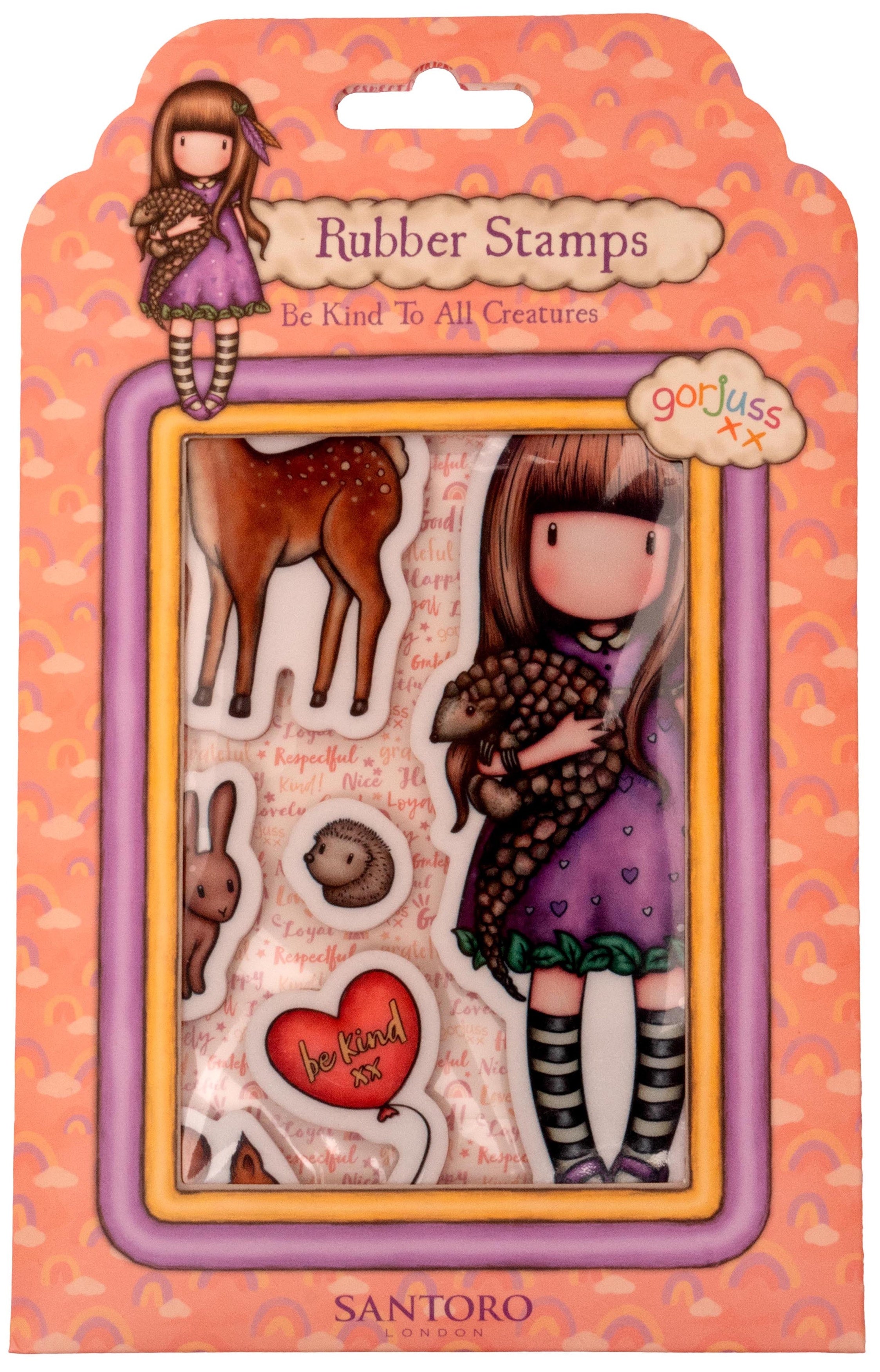 Santoro Gorjuss BE KIND TO ALL CREATURES Cling Rubber Stamp 6pc