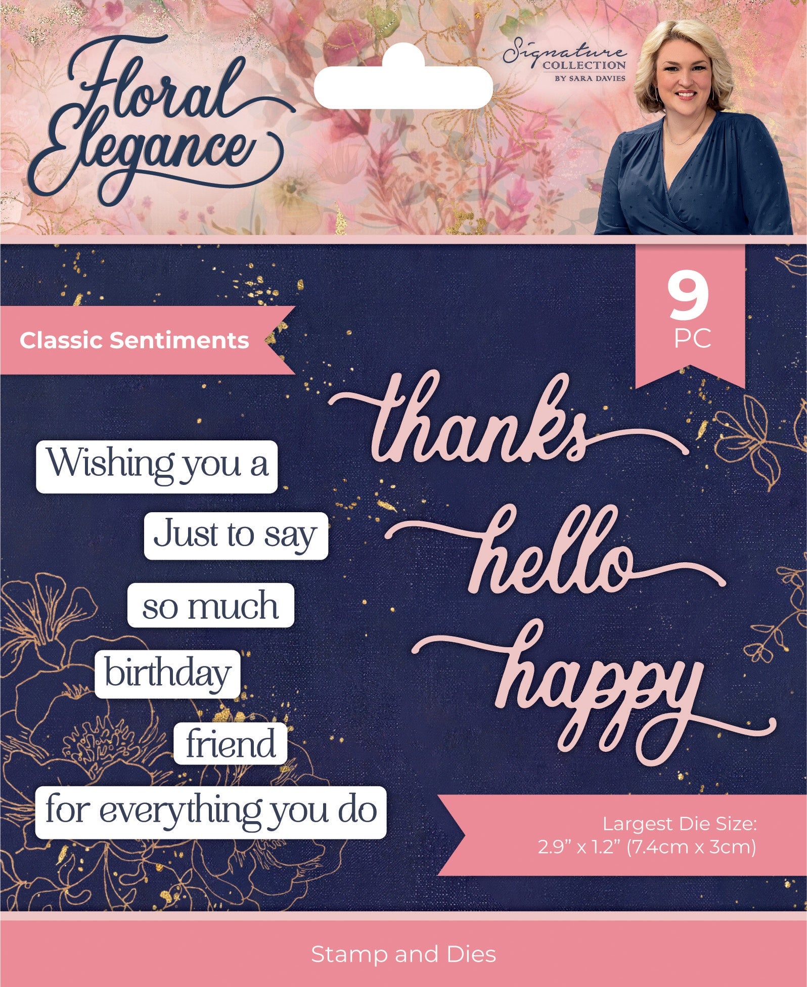 Crafters Companion Floral Elegance Signature Collection STAMP AND DIES 9pc