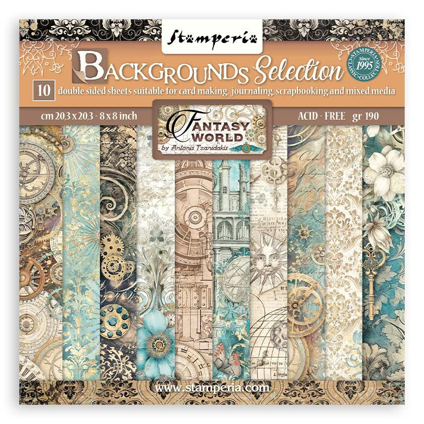 Stamperia SIR VAGABOND IN FANTASY WORLD BACKGROUNDS SBBS99 8"X8" Scrapbook Paper