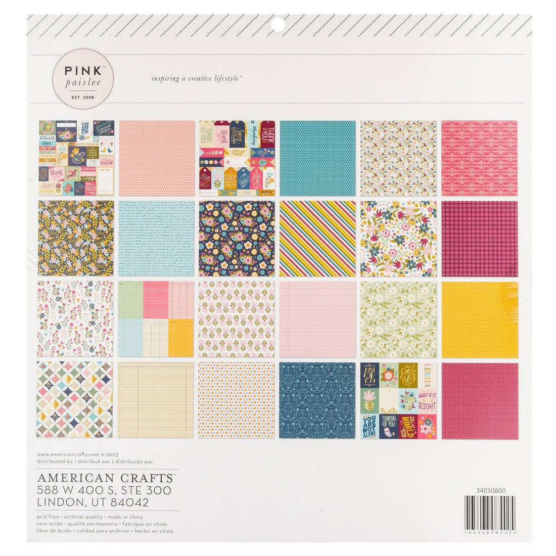 Pink Paislee JOYFUL NOTES 12"X12" Paper Pad 24pc