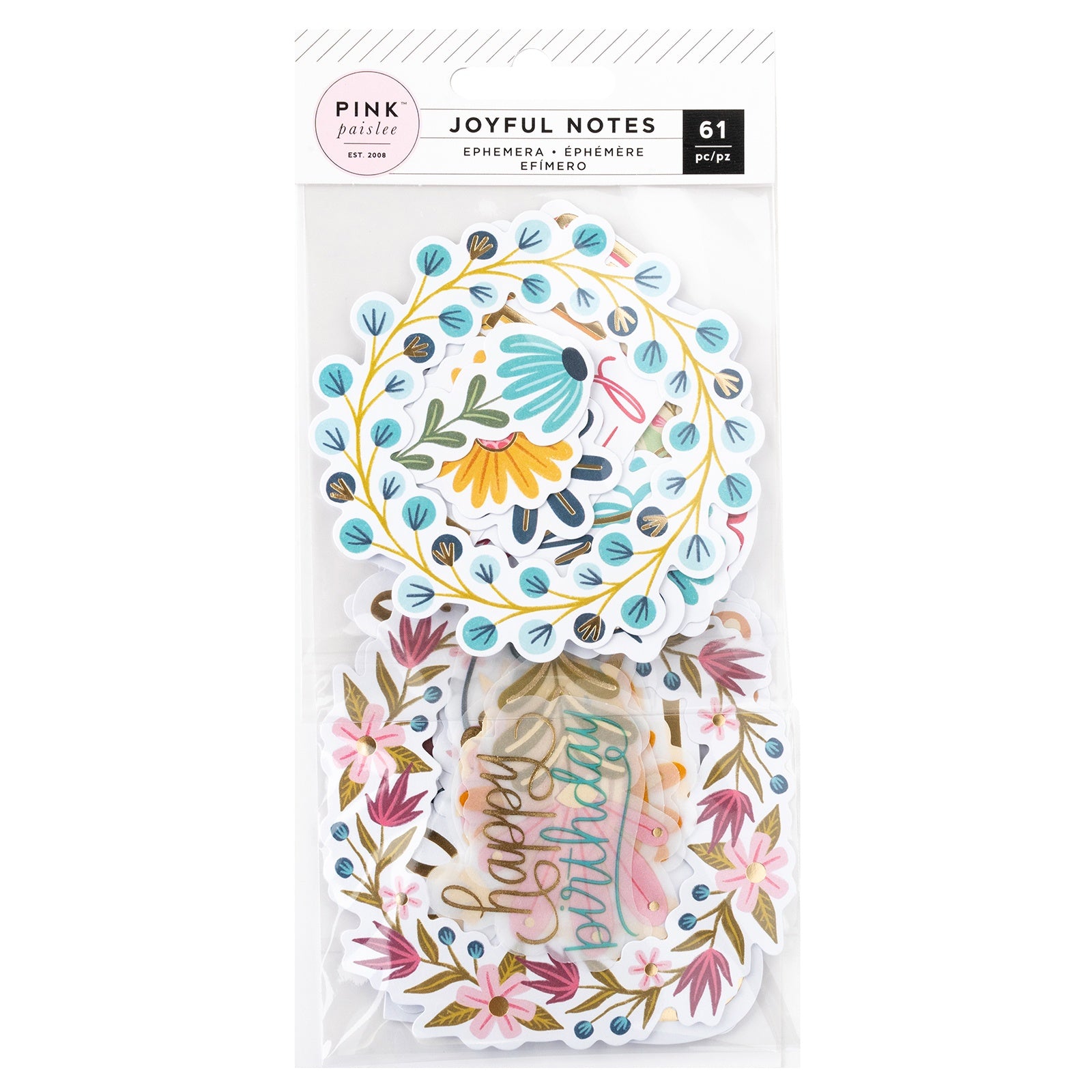 Pink Paislee JOYFUL NOTES Ephemera 61pc