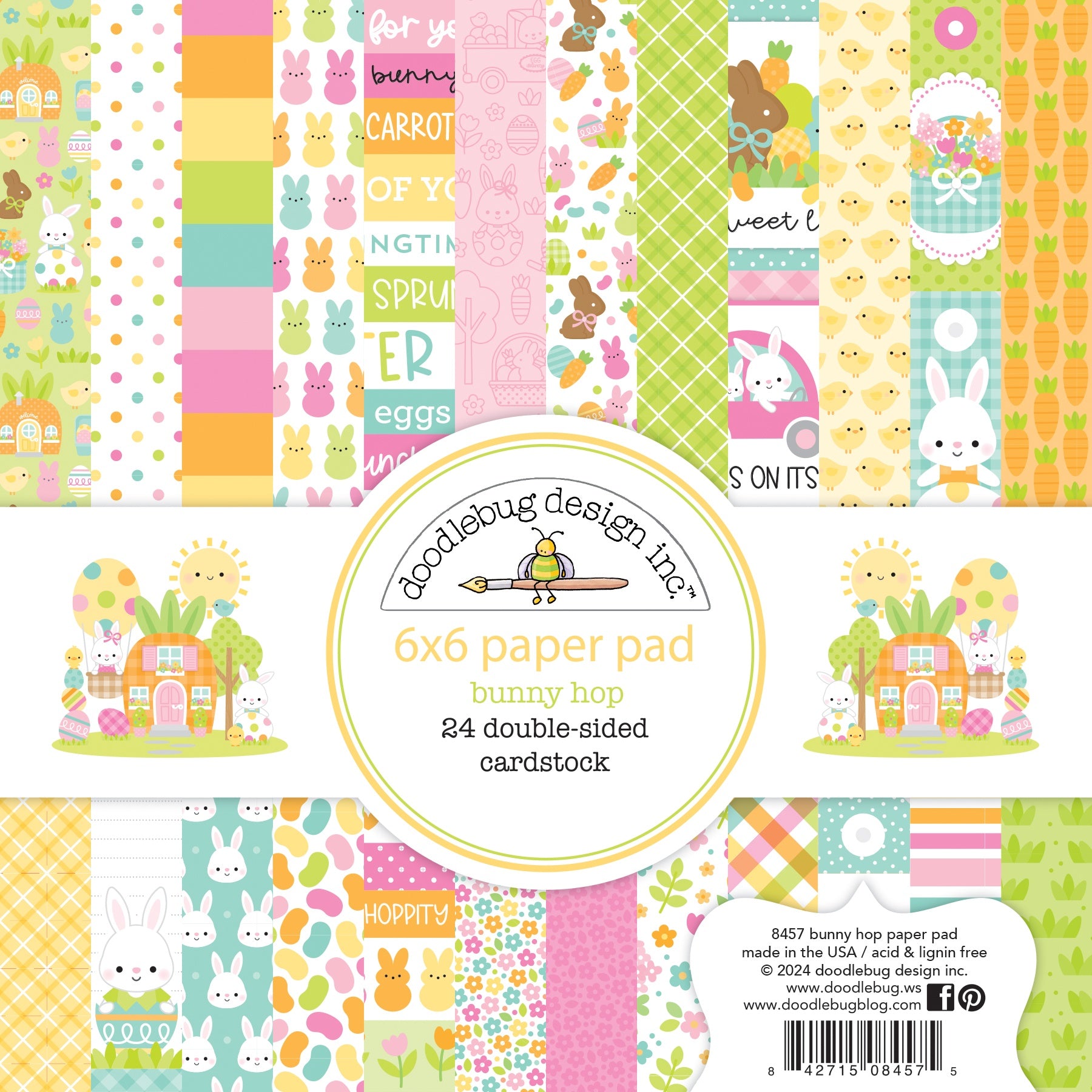 Doodlebug BUNNY HOP 6"X6” Paper Pack 24pc