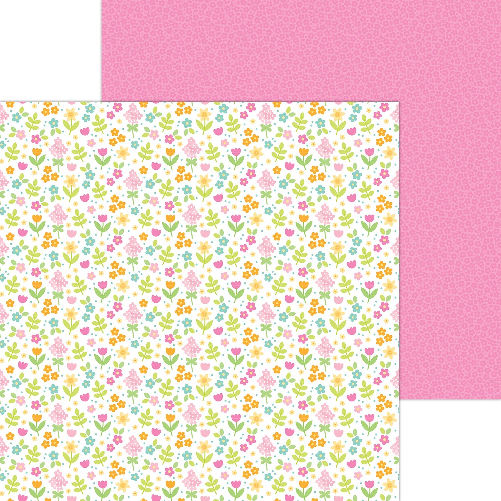 Doodlebug Bunny Hop MAY FLOWERS 12x12 Scrapbook Paper