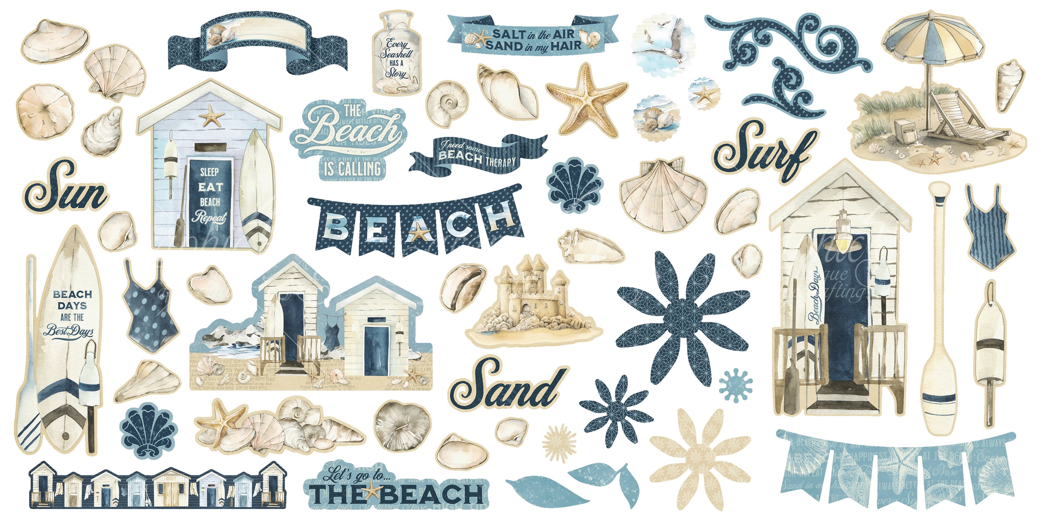 Graphic 45 BEACH IS CALLING Ephemera Assortment