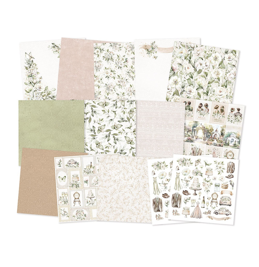 P13 LOVE AND LACE Wedding 12"X12" Designer Paper Pack 14pc