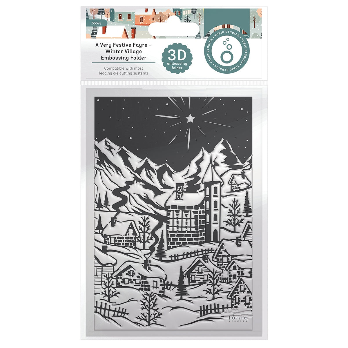 Tonic Studios A Very Festive Fayre WINTER VILLAGE 3D Embossing Folder
